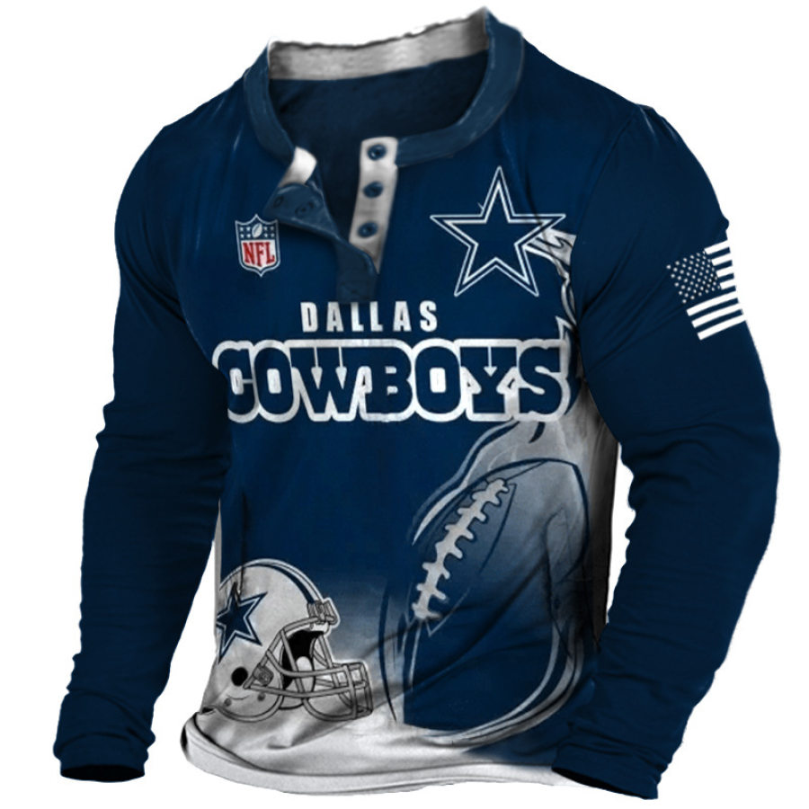 

Chemise Henley à Blocs De Couleurs Imprimé NFL Super Bowl Des Cowboys De Dallas Pour Hommes
