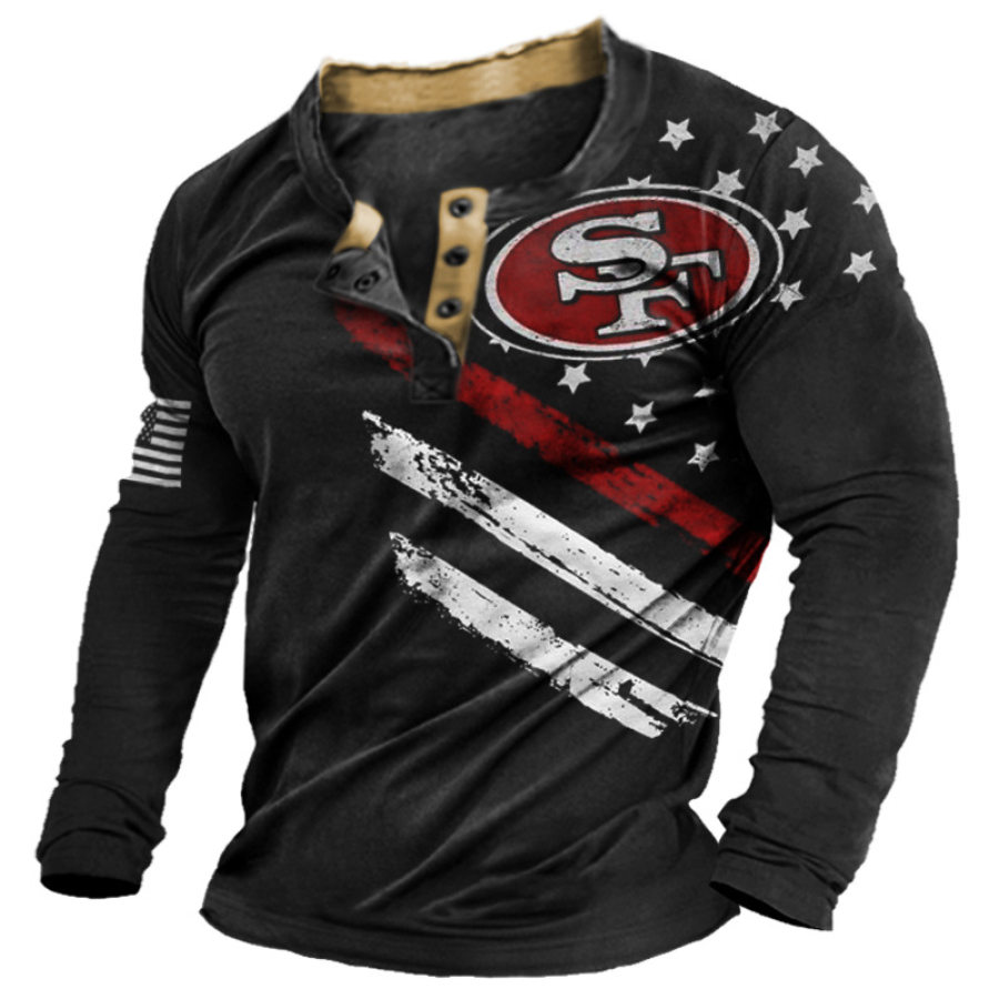 

Camiseta Henley Con Bloques De Color Del Super Bowl De La NFL Estampada De Los San Francisco 49ers Para Hombre