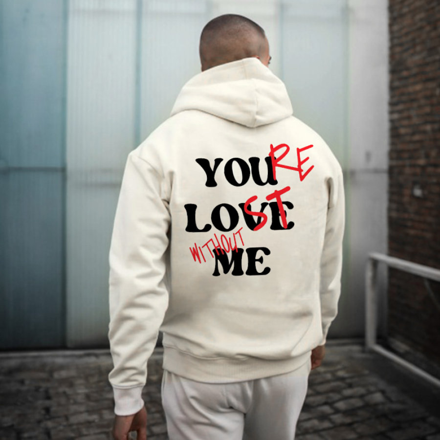 

Men's Slogan Graphic Valentine's Day Drawstring Hoodie You Love Me