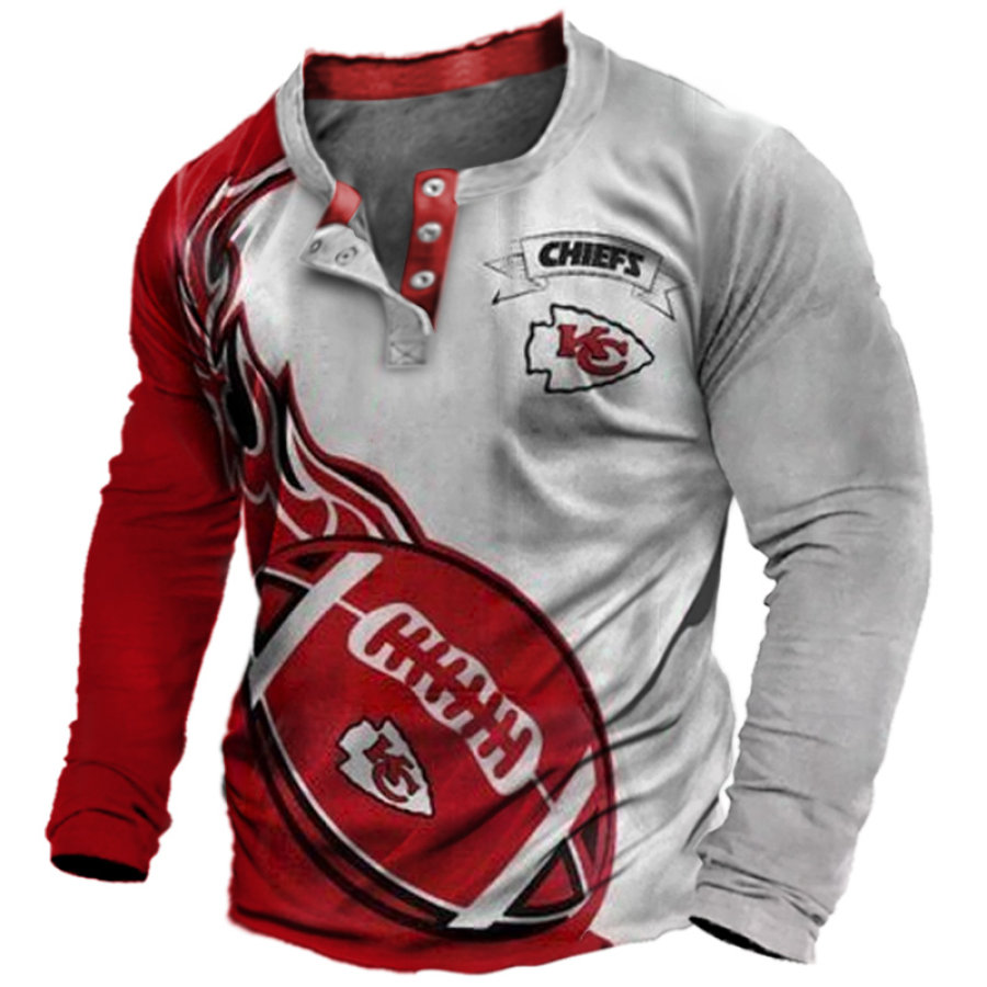 

Camiseta Henley Con Bloques De Color Del Super Bowl De La NFL Estampada De Los Kansas City Chiefs Para Hombre