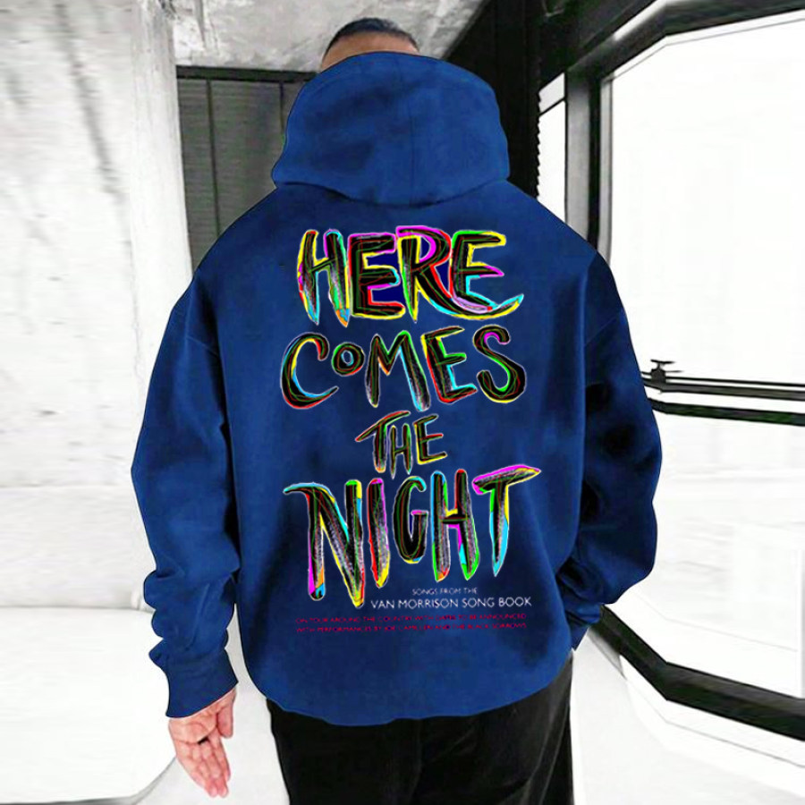 

Sweat-shirt à Capuche Surdimensionné 'Here Comes The Night' Pour Hommes