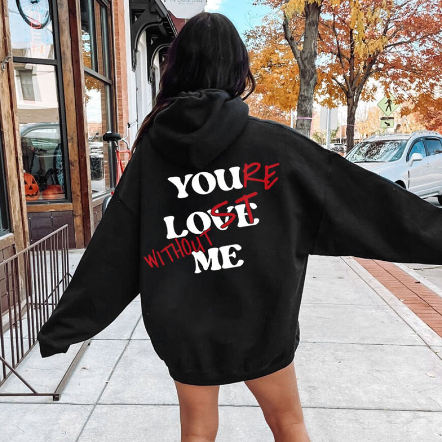 

Valentinstag-Hoodie Mit Kordelzug Und Slogan-Grafik Für Damen „You Love Me“.