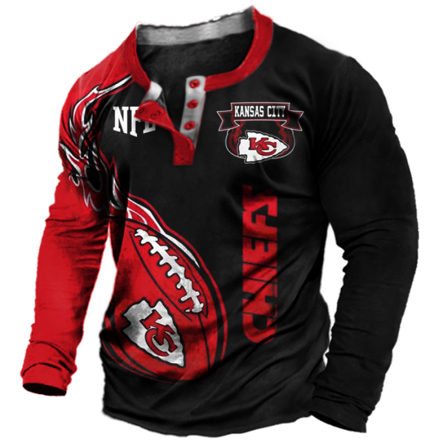 

Camiseta Henley Con Bloques De Color Del Super Bowl De La NFL Estampada De Los Kansas City Chiefs Para Hombre