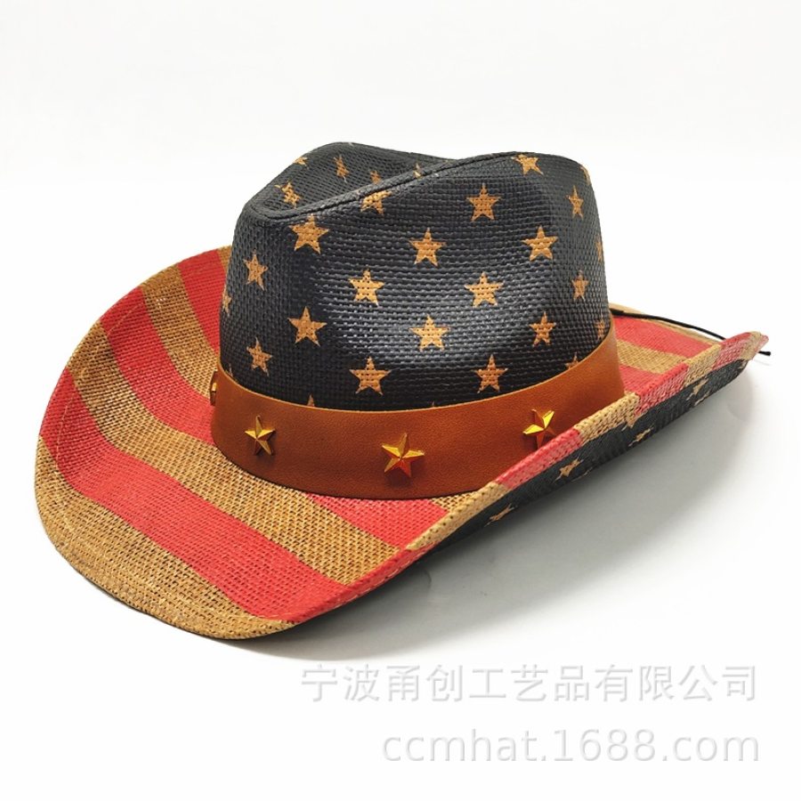 

Модная шляпа от солнца в ковбойском стиле с американским флагом в стиле вестерн