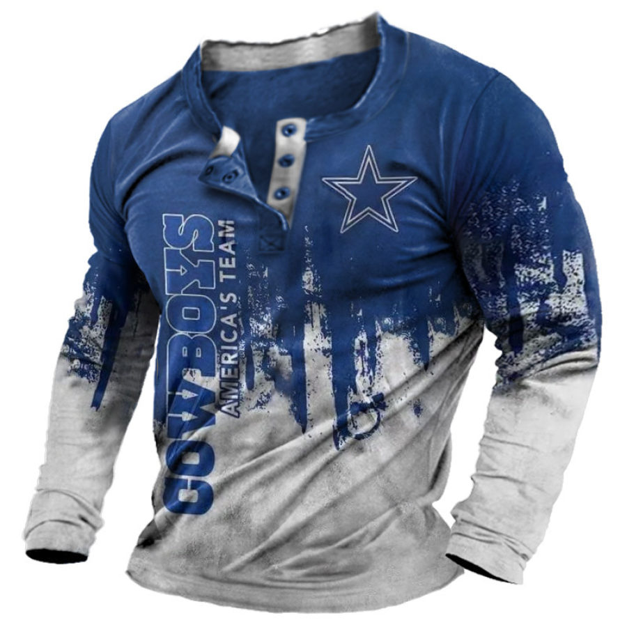 

Bedrucktes Henley-Shirt Der Dallas Cowboys Im NFL Super Bowl-Farbblock Für Herren