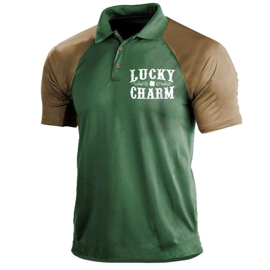 

Herren-Polo-T-Shirt Lucky Charm St. Patrick's Day Kurzärmelig Für Den Sommer Farbblock Alltagsoberteile