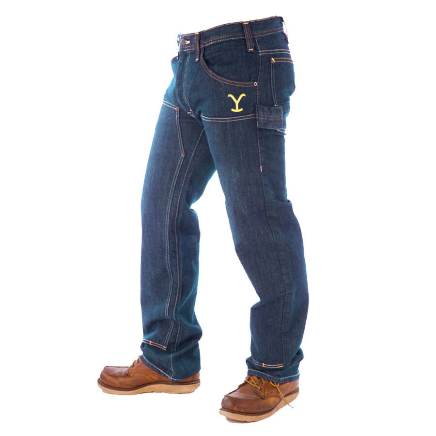 

Jean Charpentier Brodé à Double Genou Yellowstone Pour Hommes