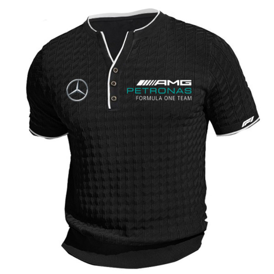 

Camisetas Henley De Punto Del Equipo De Carreras Para Hombre Camiseta De Manga Corta Top Informal Informal De Gofres Para Uso Diario