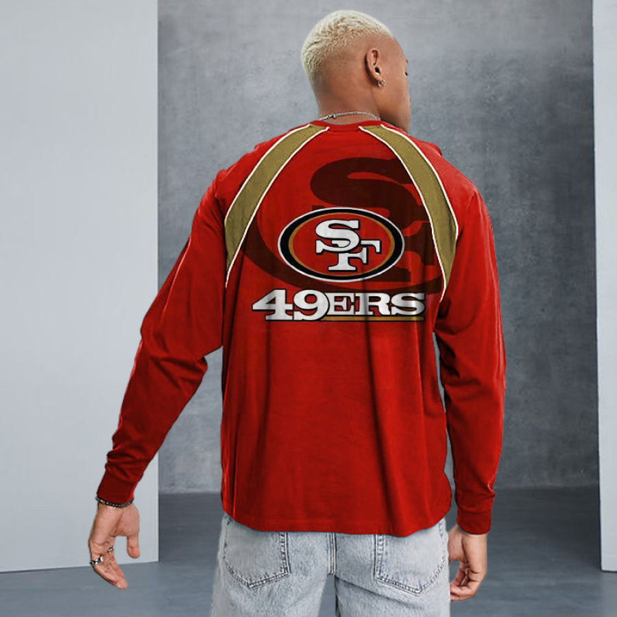 

Übergroßes Bedrucktes NFL Super Bowl-Langarm-T-Shirt Für Herren Der San Francisco 49ers