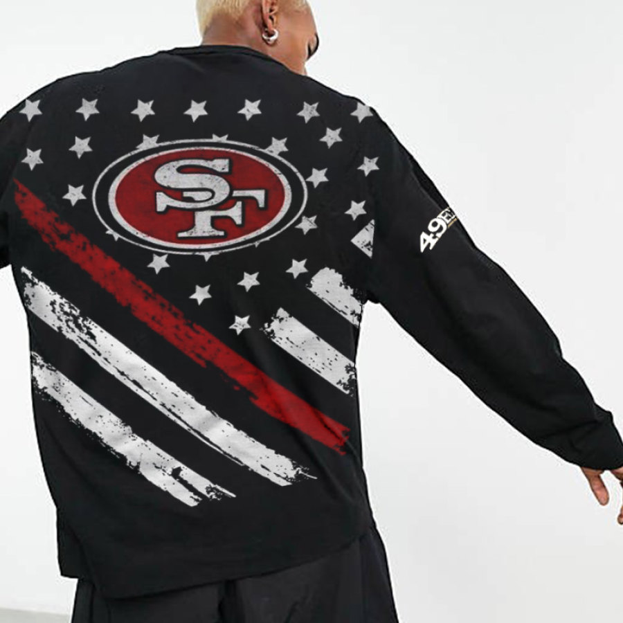 

Übergroßes Bedrucktes NFL Super Bowl-Langarm-T-Shirt Für Herren Der San Francisco 49ers