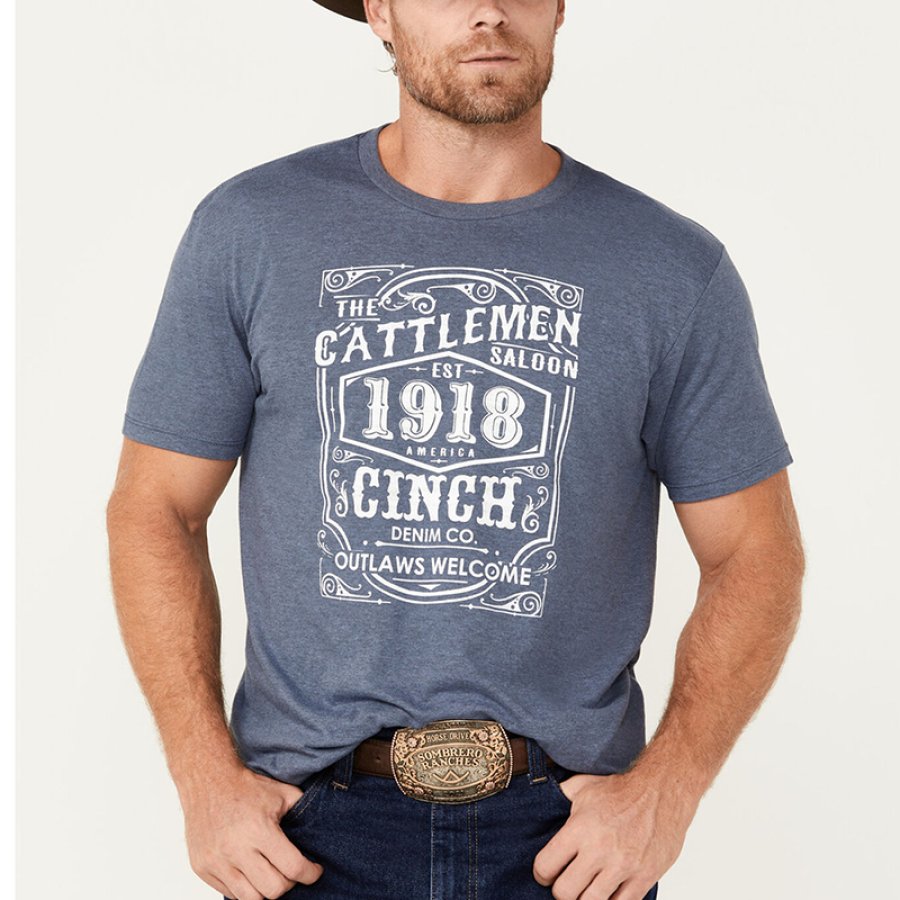 

Cattleman Saloon Outlaws Welcome Kurzarm-Grafik-T-Shirt Für Herren Von Sheplers