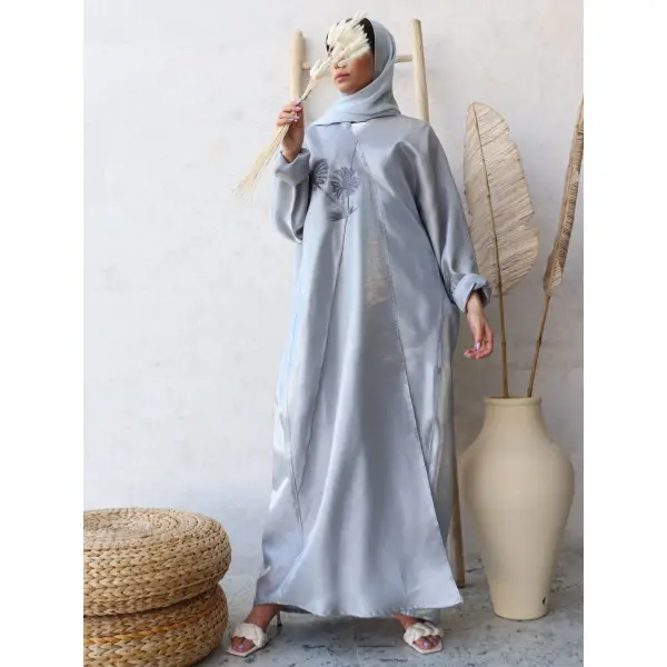 Stylish Solid Shimmer Mixed Linen Robe - Ootdyouth.com 