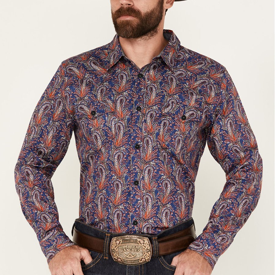 

Мужская рубашка в стиле вестерн с принтом Джефферсон Пейсли и длинными рукавами на кнопках Sheplers