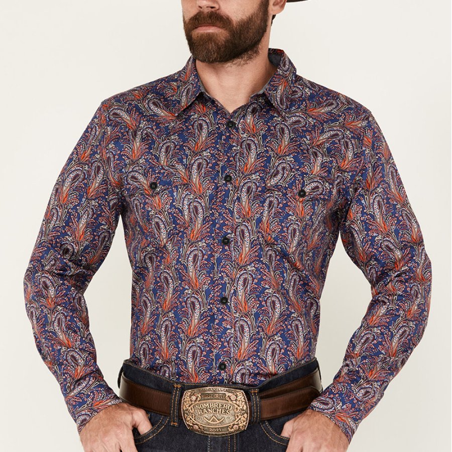 

Jefferson Paisley Print Langarm-Westernhemd Mit Druckknöpfen Für Herren Von Sheplers