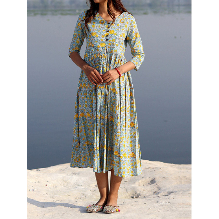 

Vestido De Mujer Con Estampado De Flores De Algodón