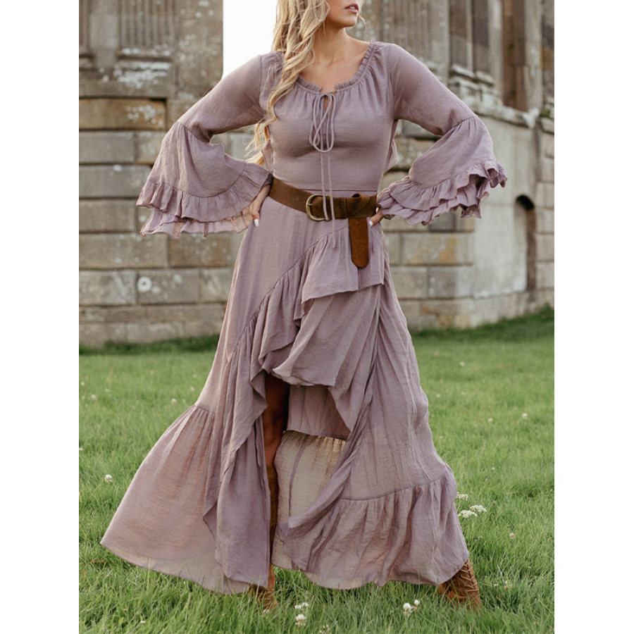 

Lavendelfarbenes Robe-Kleid Mit Rüschen Für Damen