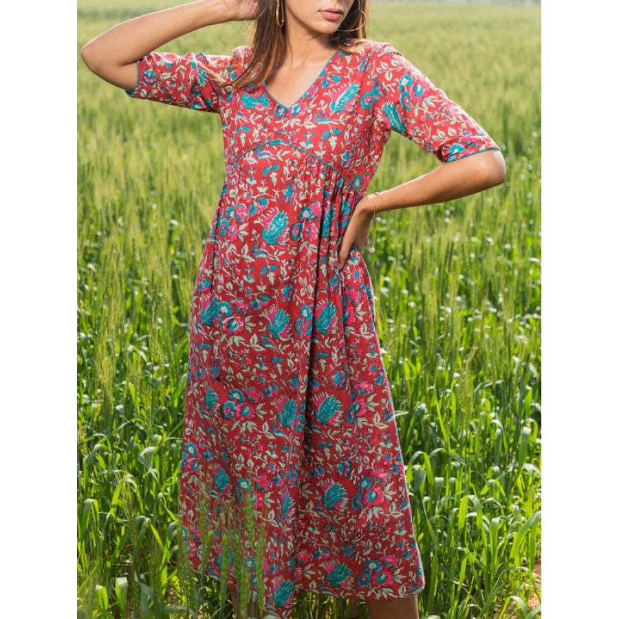 

Vestido De Mujer Con Estampado De Flores De Algodón