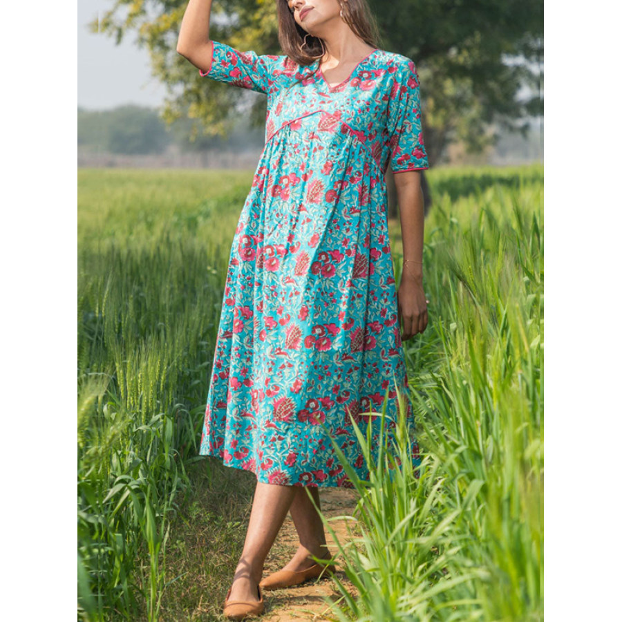 

Vestido De Mujer Con Estampado De Flores De Algodón