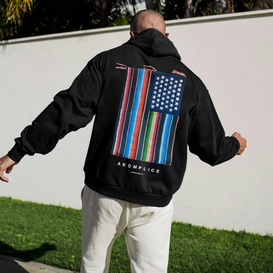 

Sudadera Con Capucha Extragrande Informal Con Bandera Americana Del Arcoíris Para Hombre