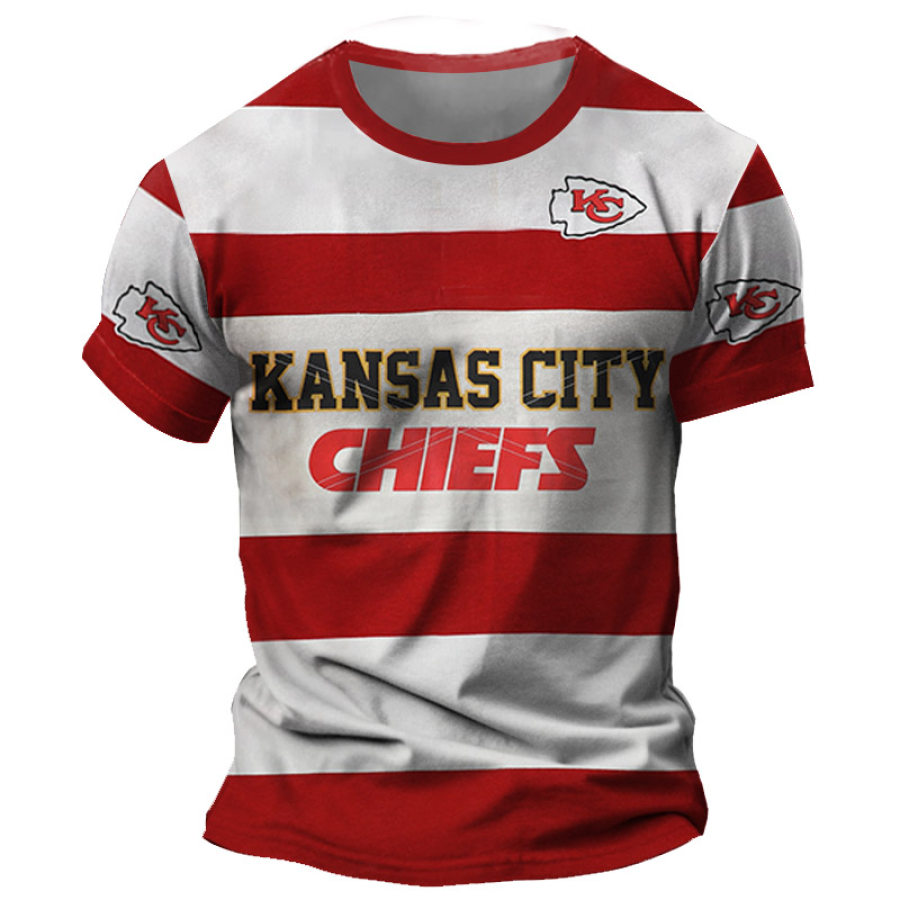 

T-shirt Décontracté à Manches Courtes Et Col Rond Pour Hommes Des Kansas City Chiefs NFL Imprimé En Plein Air