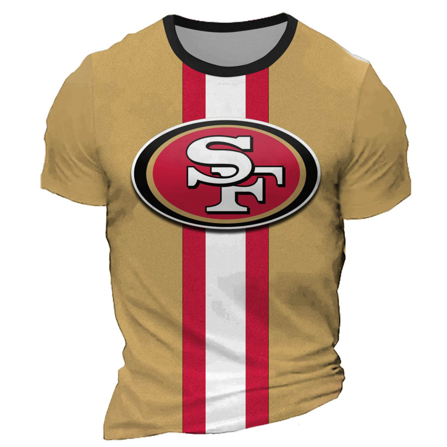 

Camiseta De Manga Corta Con Cuello Redondo Informal Para Uso Diario Al Aire Libre Con Estampado De La NFL De Los San Francisco 49ers Para Hombre