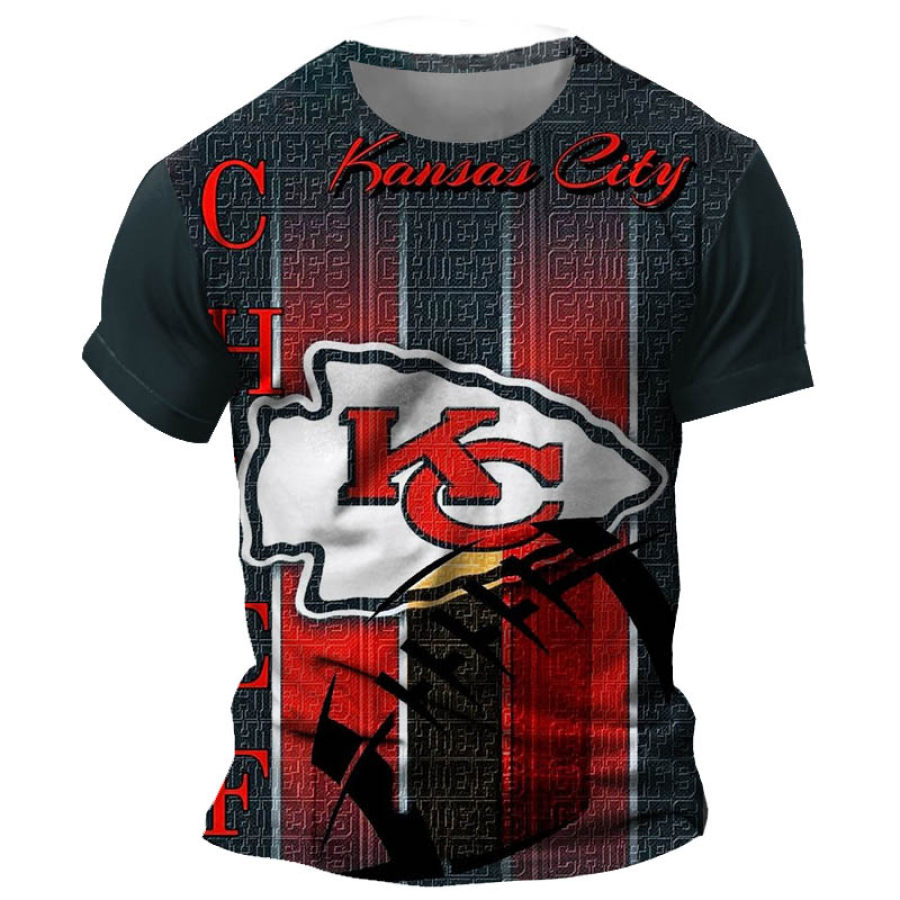 

Herren Kansas City Chiefs NFL Print Outdoor Daily Casual Kurzarm-T-Shirt Mit Rundhalsausschnitt