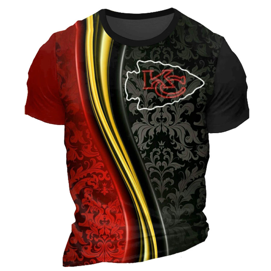 

Camiseta De Manga Corta Con Cuello Redondo Informal Para Uso Diario Al Aire Libre Con Estampado De NFL De Kansas City Chiefs Para Hombre