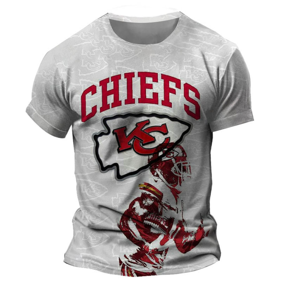 

T-shirt Décontracté à Manches Courtes Et Col Rond Pour Hommes Des Kansas City Chiefs NFL Imprimé En Plein Air