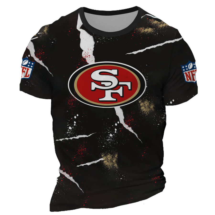 

T-shirt Décontracté à Manches Courtes Et Col Rond Pour Hommes Des San Francisco 49ers NFL Imprimé En Plein Air