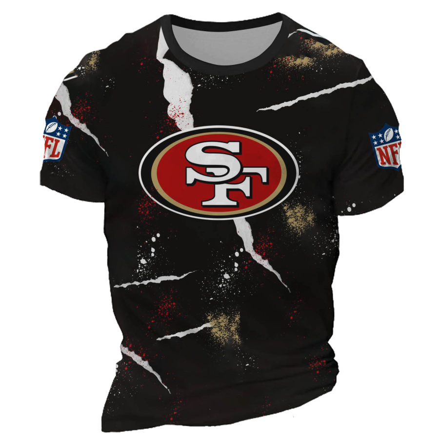 

Camiseta De Manga Corta Con Cuello Redondo Informal Para Uso Diario Al Aire Libre Con Estampado De La NFL De Los San Francisco 49ers Para Hombre