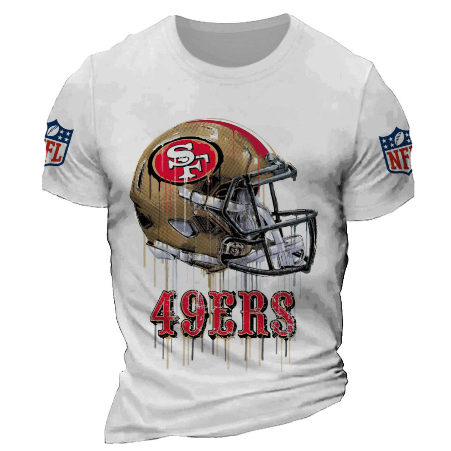 

Camiseta De Manga Corta Con Cuello Redondo Informal Para Uso Diario Al Aire Libre Con Estampado De La NFL De Los San Francisco 49ers Para Hombre