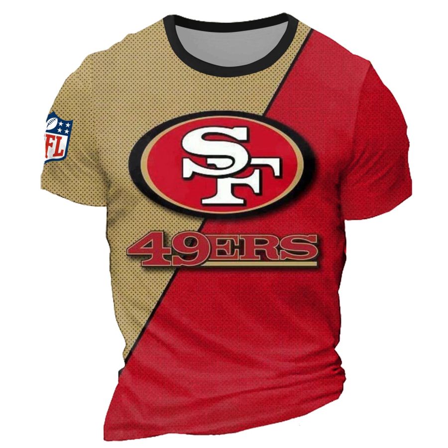 

Camiseta De Manga Corta Con Cuello Redondo Informal Para Uso Diario Al Aire Libre Con Estampado De La NFL De Los San Francisco 49ers Para Hombre