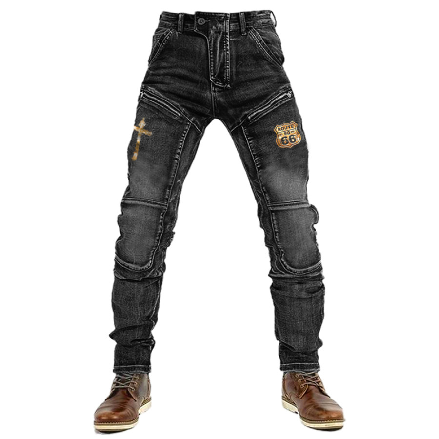 

Pantalon De Cyclisme à Double Fermeture éclair Route66 Pour Hommes Jean De Course