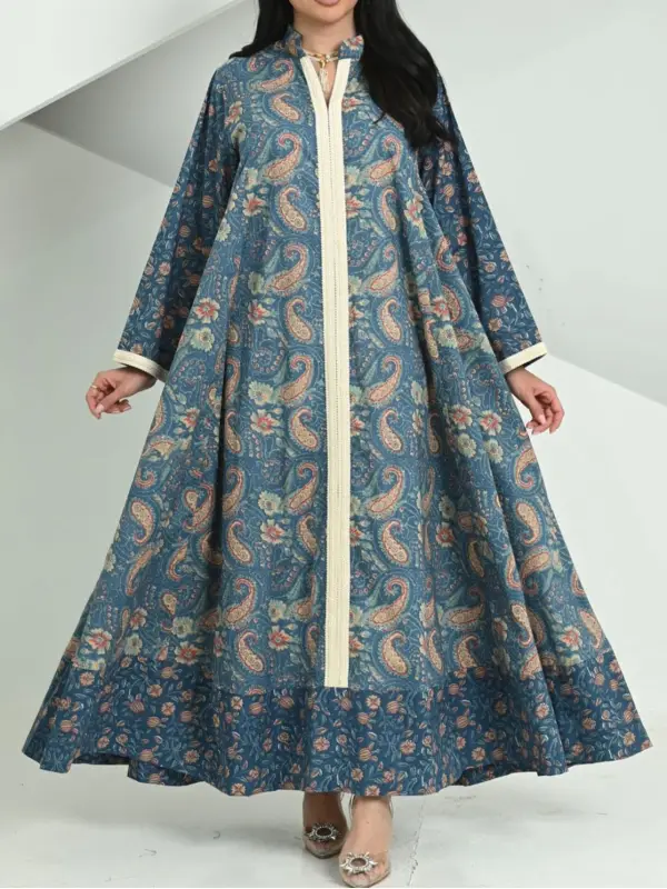 Fashionable Cashew Flower Robe Dress - Machoup.com 