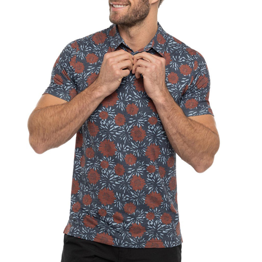 

Herren-Poloshirt Mit Rosen-Print