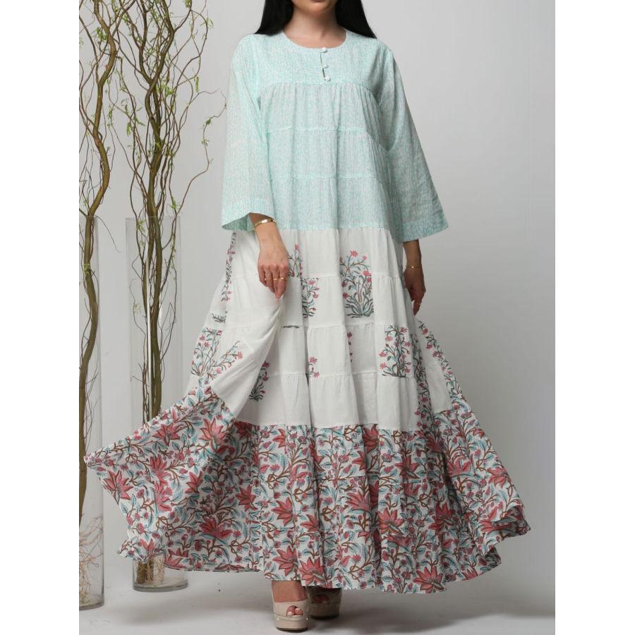 

Floral Print Stylish Robe Dress