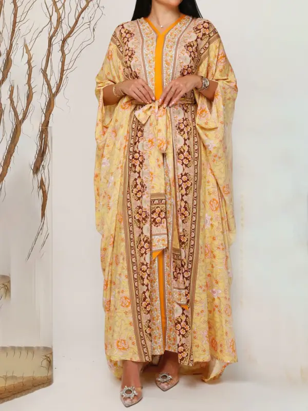 Stylish Printed Robe Dress - Ootdmw.com 
