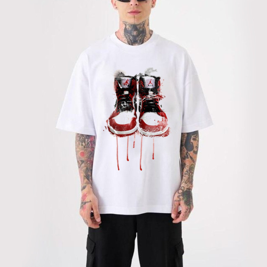 

Camiseta Estampada Con Zapatillas Jordan Air Force One Extragrandes Para Hombre