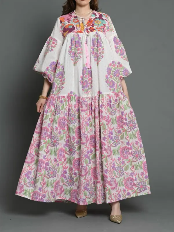 Stylish Printed Ramadan Abaya Dress - Spiretime.com 