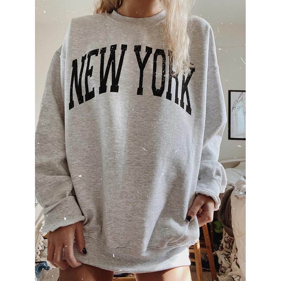 

Sweat-shirt à Imprimé Lettre New York