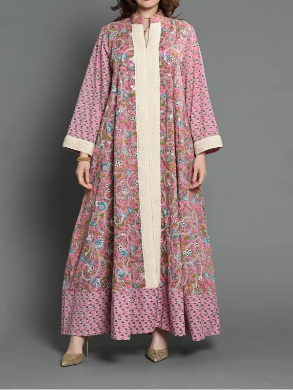 Stylish Printed Ramadan Abaya Dress - Ootdmw.com 