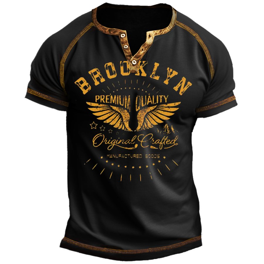 

Camiseta Vintage Con Cuello Henley Para Viaje En Motocicleta De Brooklyn Para Hombre