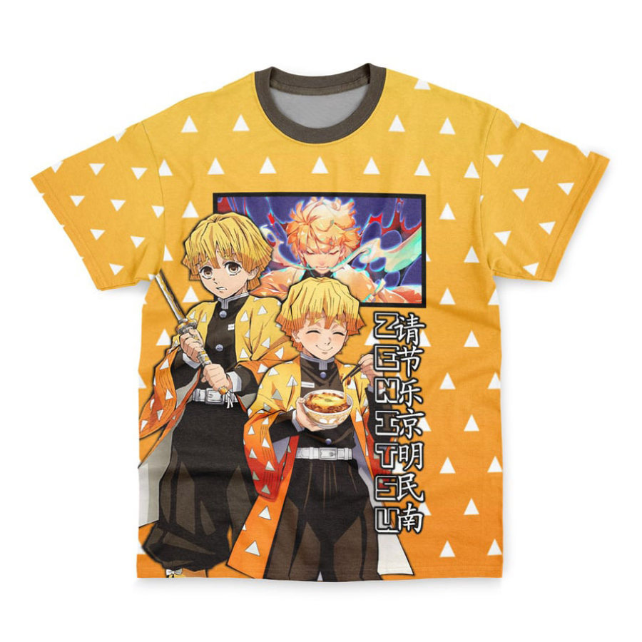 

T-shirt à Manches Courtes Agatsuma Zenitsu Haori Demon Slayer Pour Hommes