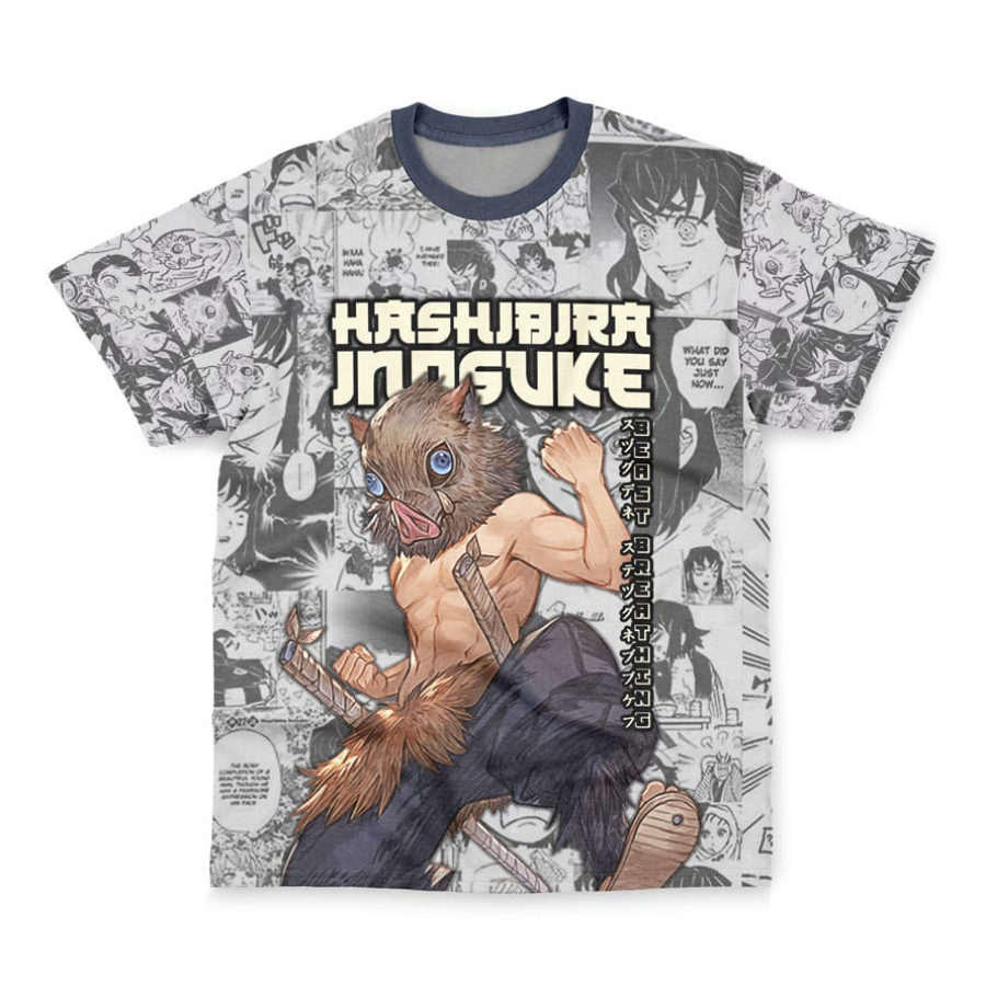 

Men's Hashibira Inosuke Manga Collage Demon Slayer Short Sleeve T-Shirt
