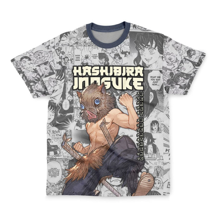 

T-shirt à Manches Courtes Hashibira Inosuke Manga Collage Demon Slayer Pour Hommes