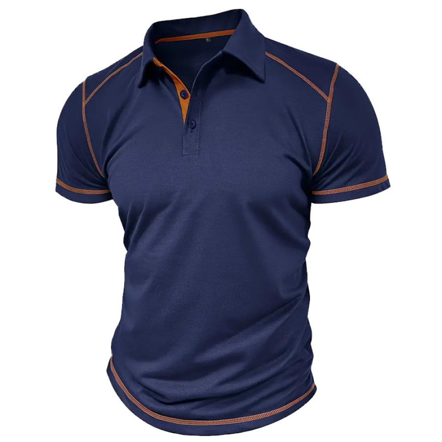 

Мужская повседневная винтажная рубашка-поло с лацканами и пуговицами 1/4 рубашка с коротким рукавом для мужских тренировок по фитнесу