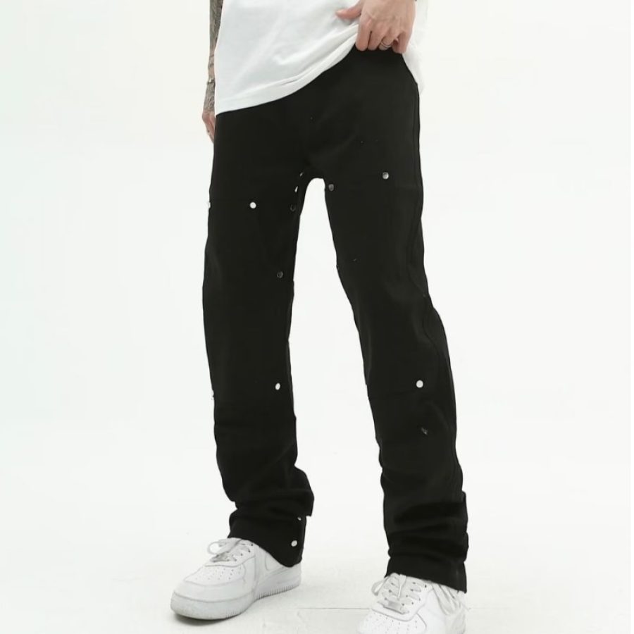 

Hip-Hop-Overalls Mit Street-Stickerei Und Nieten-Vibe-Stil High-Street-Jeans Für Herren