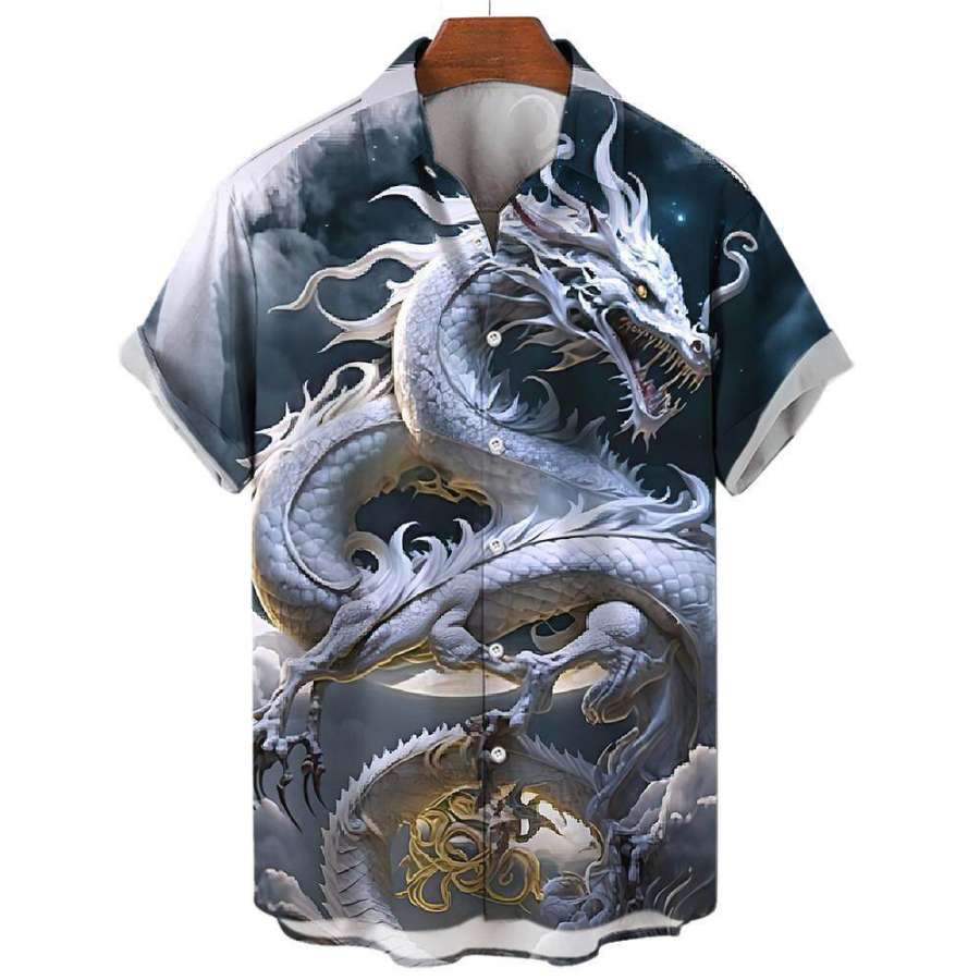 

Мужская гавайская рубашка с мифическим тотемом дракона