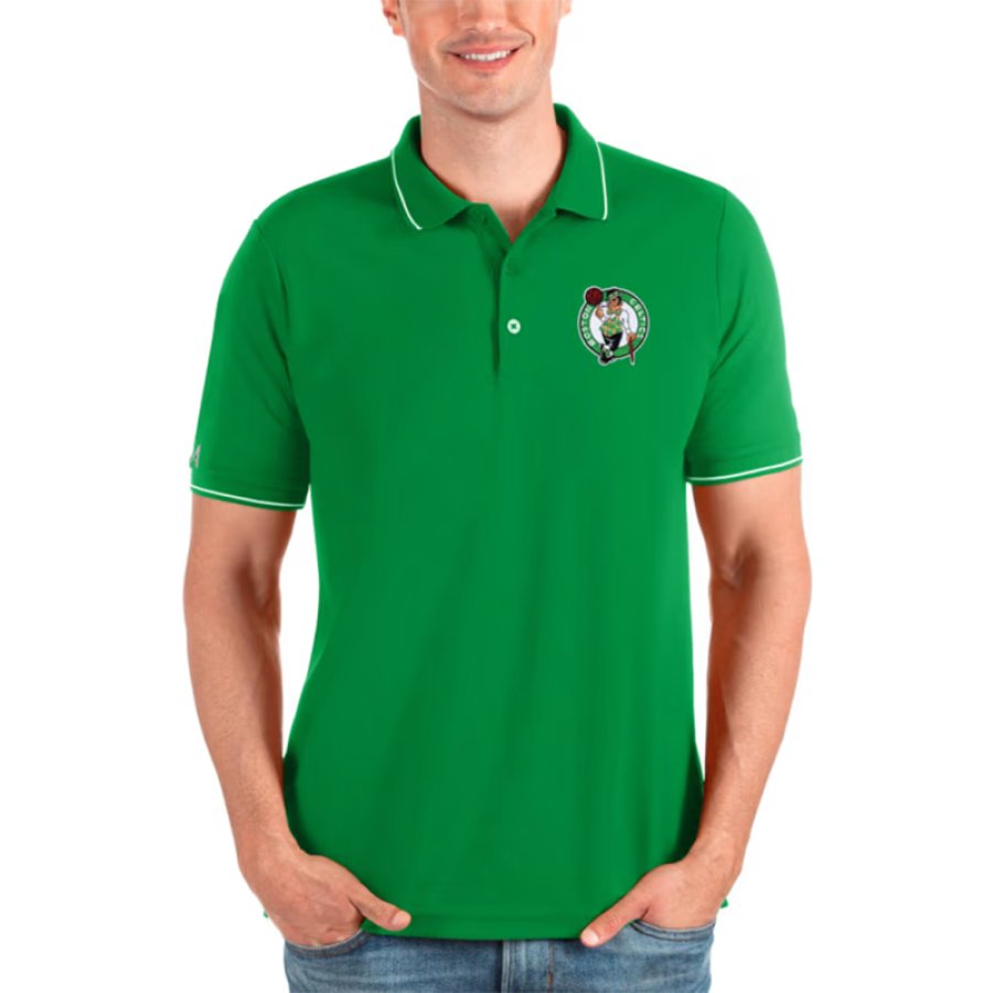 

Antigua Boston Celtics Polo à Manches Courtes Vert Riche Pour Hommes