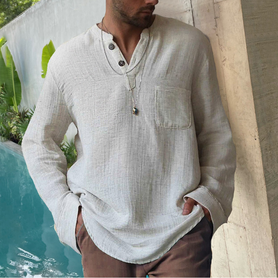 

Chemise à Manches Longues Henley En Lin Holiday Pour Hommes